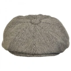 Herringbone Wool Blend Newsboy Cap