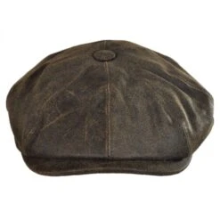 Distressed Leather Newsboy Cap