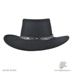 Stetson Black Hawk Crushable Wool Felt Gambler Cowboy Hat - Black -Fashion Hat Discount Store 10958