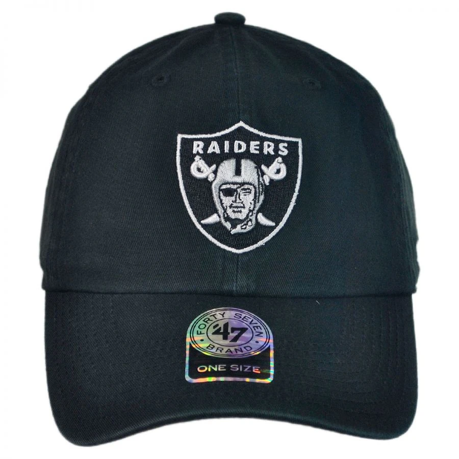 '47 BRAND Las Vegas Raiders NFL Clean Up Strapback Baseball Cap Dad Hat 3 '47 BRAND Las Vegas Raiders NFL Clean Up Strapback Baseball Cap Dad Hat