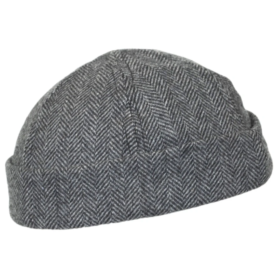 Six Panel Herringbone Wool Skull Cap Beanie Hat 5 Six Panel Herringbone Wool Skull Cap Beanie Hat - Image 3