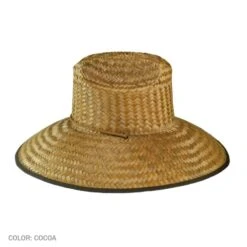 Palm Leaf Straw Lifeguard Hat W/ Bound Brim -Fashion Hat Discount Store 17216