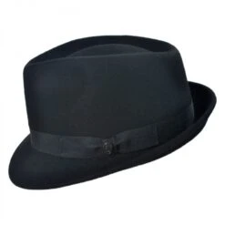 Detroit Wool Felt Trilby Fedora Hat - Black -Fashion Hat Discount Store 18947