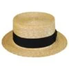 Black Band Wheat Straw Skimmer Hat
