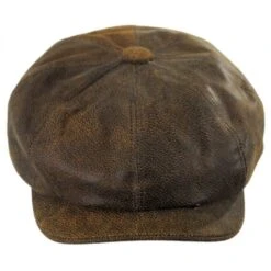Leather Newsboy Cap - Brown