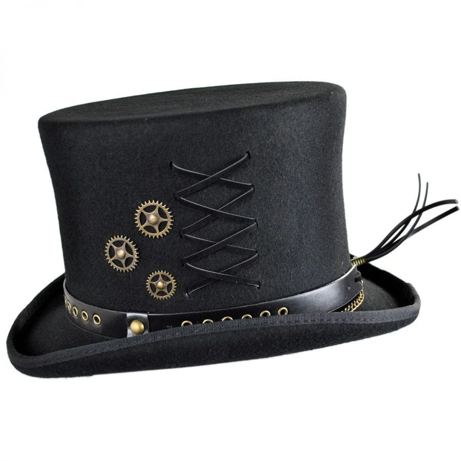Steampunk Wool Felt Top Hat 4 Steampunk Wool Felt Top Hat - Image 2