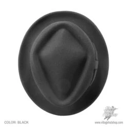 Wool Felt Diamond Crown Fedora Hat - Black -Fashion Hat Discount Store 29024