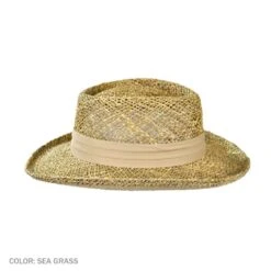 Pebble Beach Seagrass Straw Gambler Hat -Fashion Hat Discount Store 29444