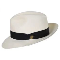 Center Pinch Shantung Straw Fedora Hat -Fashion Hat Discount Store 322764