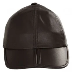 Split Bill Earflap Leather Ball Cap - Brown