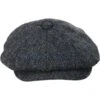 Harris Tweed Overcheck Herringbone Wool Newsboy Cap - Charcoal -Fashion Hat Discount Store 376640