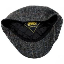 Harris Tweed Overcheck Herringbone Wool Newsboy Cap - Charcoal -Fashion Hat Discount Store 376646