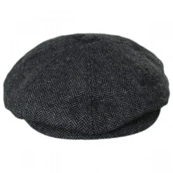 Brood Herringbone Wool Blend Newsboy Cap - Gray/Black
