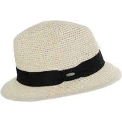 Scala Summerville Polybraid Fedora Hat -Fashion Hat Discount Store 393398