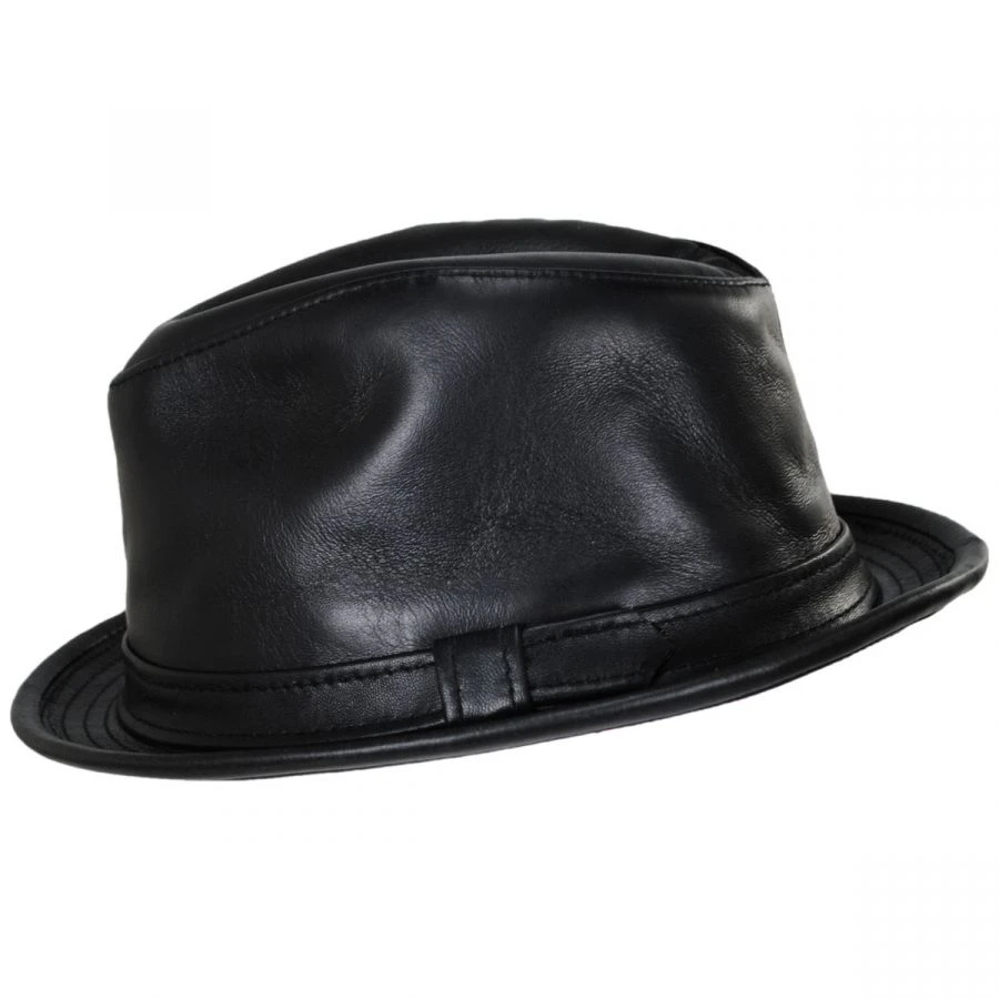 Lambskin Leather Fedora Hat 4 Lambskin Leather Fedora Hat - Image 2