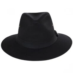 Cotton Oilcloth Safari Fedora Hat - Black