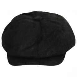 Leather Newsboy Cap - Black
