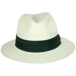 Toyo Straw Safari Fedora Hat - Green Band