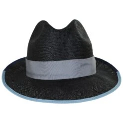 Bailey Hesmond Sisal Litestraw Fedora Hat - Black/Blue