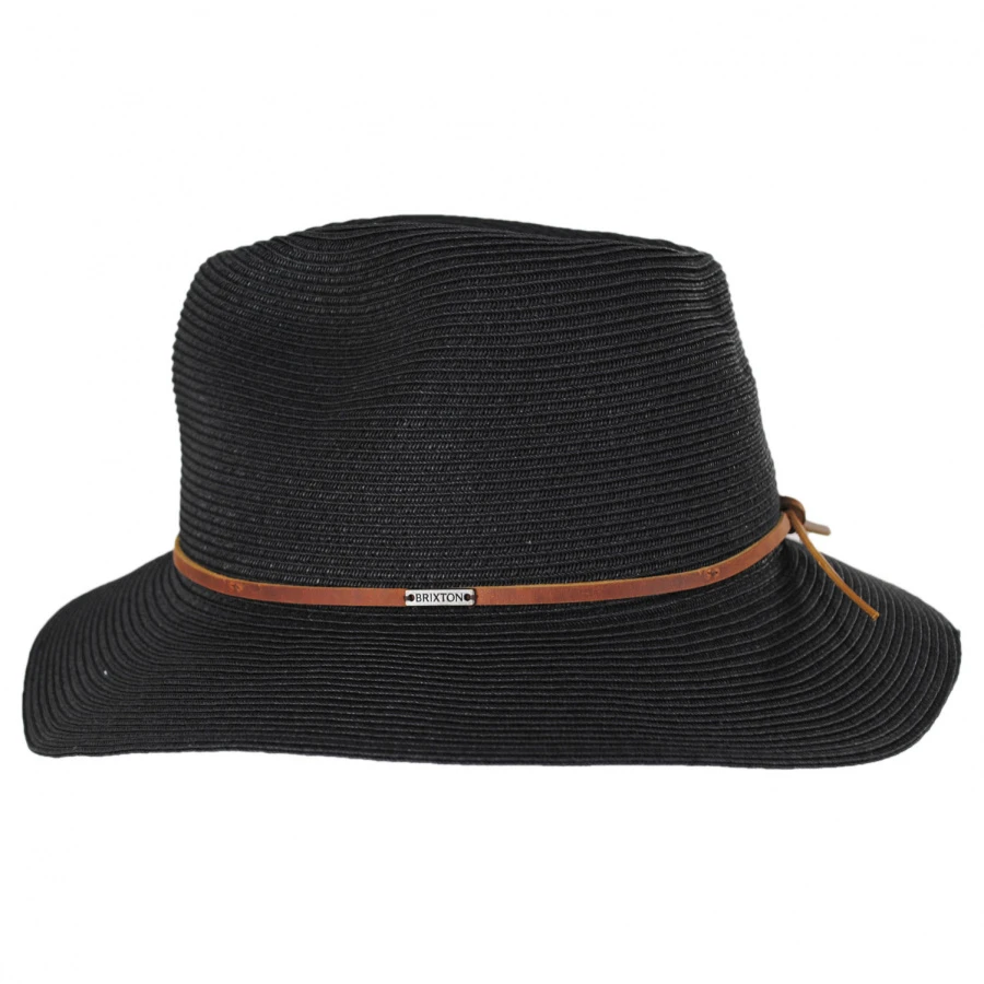 Wesley Braided Toyo Straw Fedora Hat - Black/Brown 4 Wesley Braided Toyo Straw Fedora Hat - Black/Brown - Image 2
