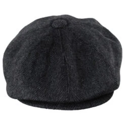 Large Herringbone Wool Blend Newsboy Cap