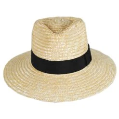 Joanna Petite Brim Wheat Straw Fedora Hat - Honey