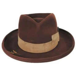 RENEGADE Casville Pencil Curl Brim Wool Felt Fedora Hat