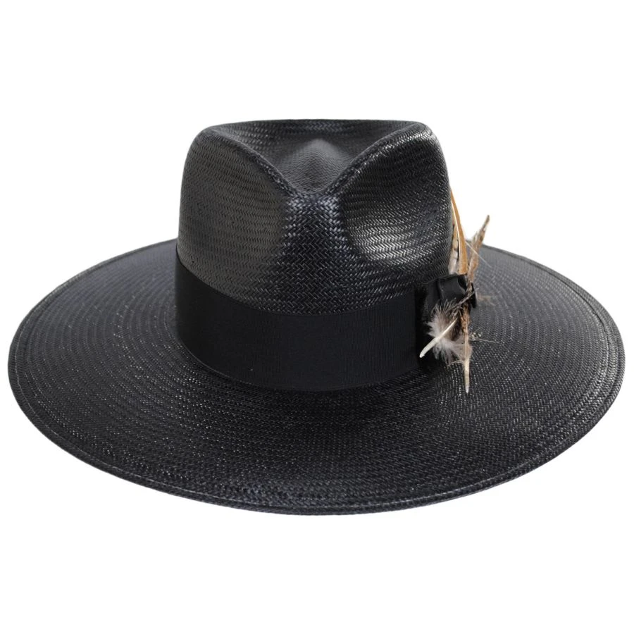 Stetson Atacama Shantung Straw Fedora Hat - Black 3 Stetson Atacama Shantung Straw Fedora Hat - Black