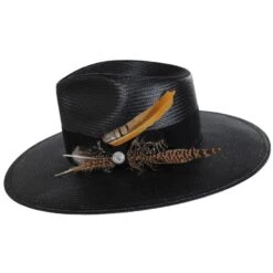 Stetson Atacama Shantung Straw Fedora Hat - Black 6 Stetson Atacama Shantung Straw Fedora Hat - Black -Fashion Hat Discount Store 427947