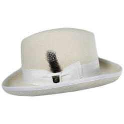 Wool Felt Homburg Hat - Ivory -Fashion Hat Discount Store 428162