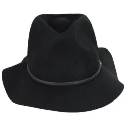 Wesley Packable Wool Felt Fedora Hat - Black