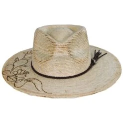 Vintage Couture Mateo Floral Band Palm Straw Rancher Fedora Hat
