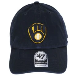 '47 BRAND Milwaukee Brewers MLB Clean Up Strapback Baseball Cap Dad Hat