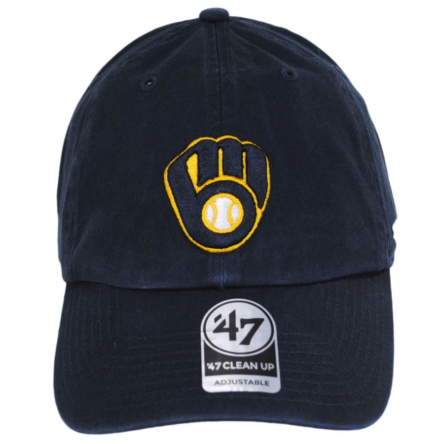'47 BRAND Milwaukee Brewers MLB Clean Up Strapback Baseball Cap Dad Hat 3 '47 BRAND Milwaukee Brewers MLB Clean Up Strapback Baseball Cap Dad Hat