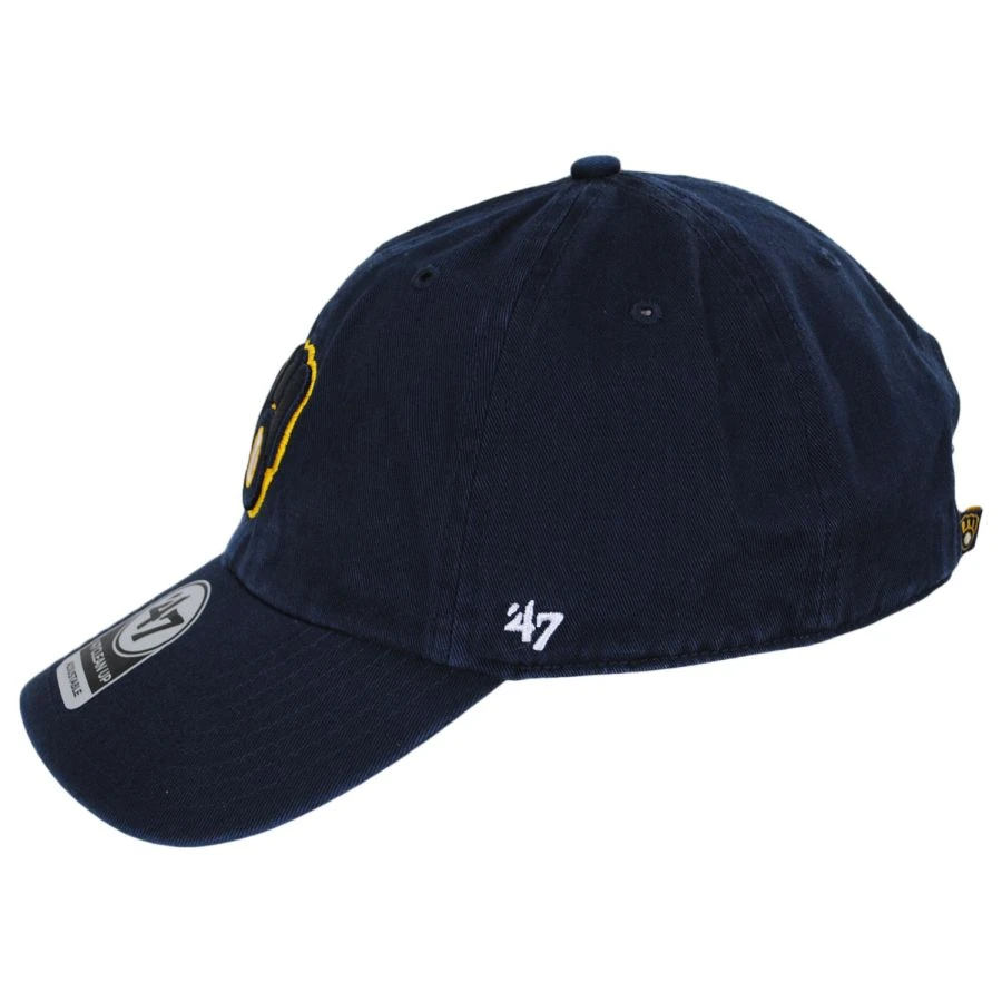 '47 BRAND Milwaukee Brewers MLB Clean Up Strapback Baseball Cap Dad Hat 4 '47 BRAND Milwaukee Brewers MLB Clean Up Strapback Baseball Cap Dad Hat - Image 2