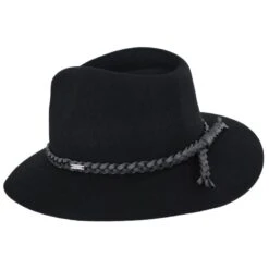 Messer Wool Felt Western Fedora Hat - Black -Fashion Hat Discount Store 441695