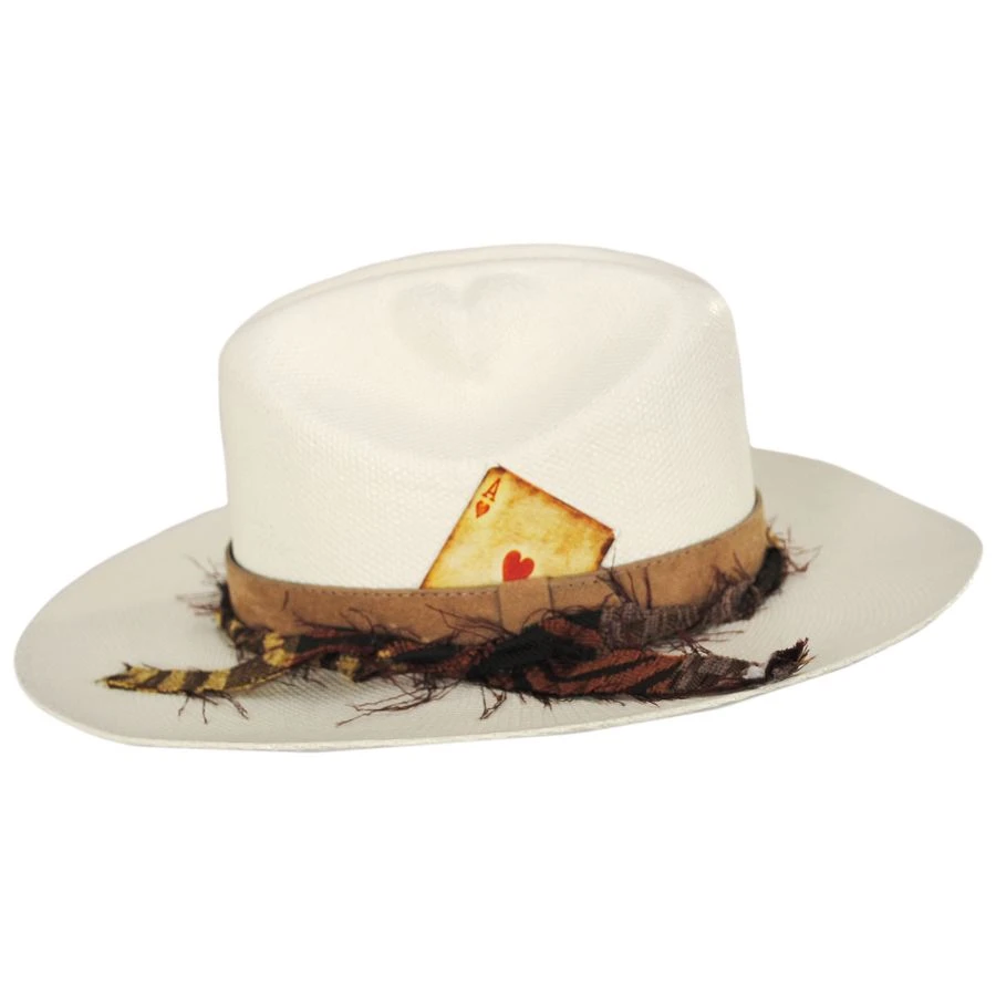 Vintage Couture Heart Bangora Straw Western Hat 4 Vintage Couture Heart Bangora Straw Western Hat - Image 2