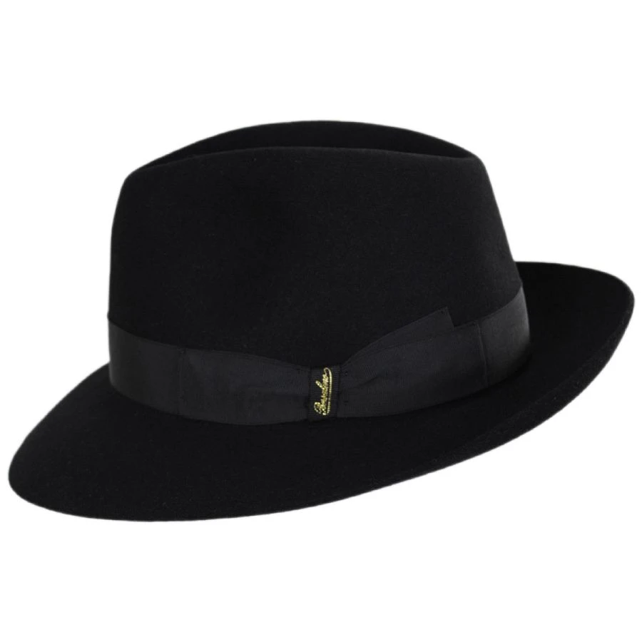 Borsalino Alessandria Shaved Fur Felt Fedora Hat - Black 4 Borsalino Alessandria Shaved Fur Felt Fedora Hat - Black - Image 2