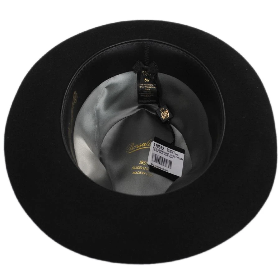Borsalino Alessandria Shaved Fur Felt Fedora Hat - Black 5 Borsalino Alessandria Shaved Fur Felt Fedora Hat - Black - Image 3