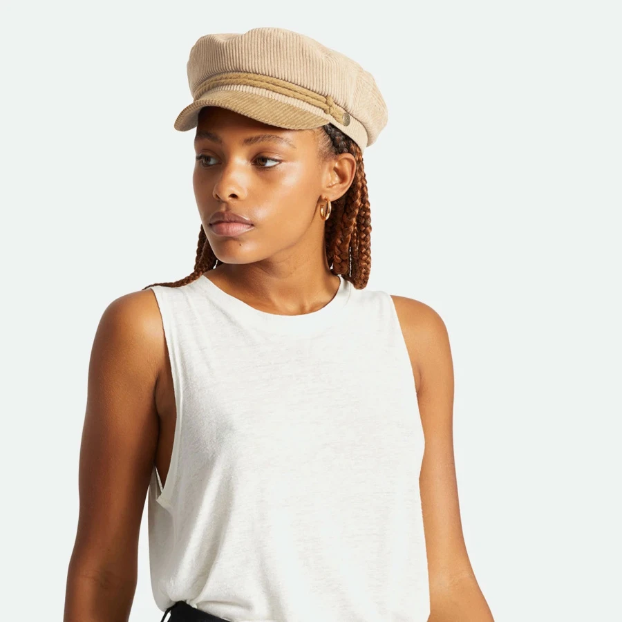 Two-Tone Corduroy Fiddler Cap - Beige/Cognac 4 Two-Tone Corduroy Fiddler Cap - Beige/Cognac - Image 2