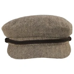 Herringbone Wool Blend Fiddler Cap