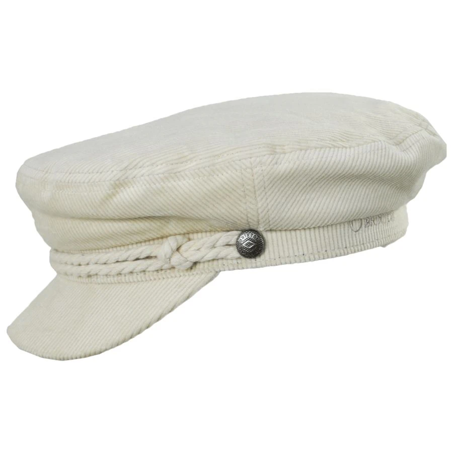 Corduroy Cotton Fiddler Cap - Off White 4 Corduroy Cotton Fiddler Cap - Off White - Image 2