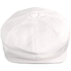 Glasbury Cotton Herringbone Newsboy Cap - Ivory