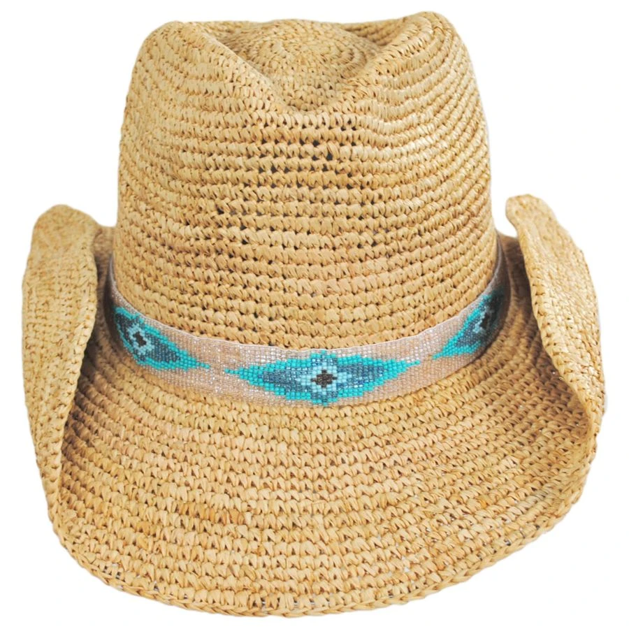 Blue Jaye Crochet Raffia Straw Western Hat 3 Blue Jaye Crochet Raffia Straw Western Hat