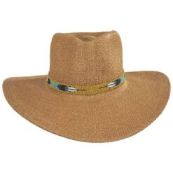 Yellow Feather Toyo Straw Rancher Fedora Hat