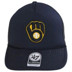 '47 BRAND Milwaukee Brewers MLB Foam Mesh Trucker Snapback Baseball Cap