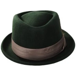 Stout Wool Felt Diamond Crown Fedora Hat - Moss