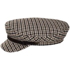 Wool Blend Houndstooth Fiddler Cap - Sand -Fashion Hat Discount Store 475379