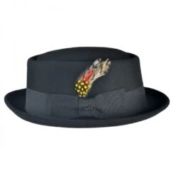 Wool Felt Pork Pie Hat - Black -Fashion Hat Discount Store 73286