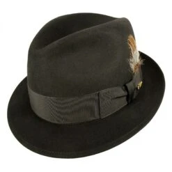 Jet Fur Felt Fedora Hat -Fashion Hat Discount Store size 7 1 4